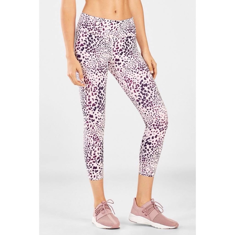Fabletics pink high waisted cheetah print leggings